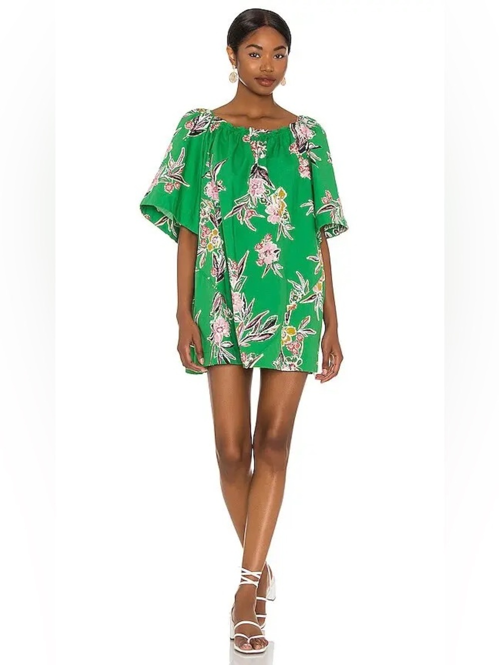 Free People Jodie Printed Tunic in Green Gardenia Combo